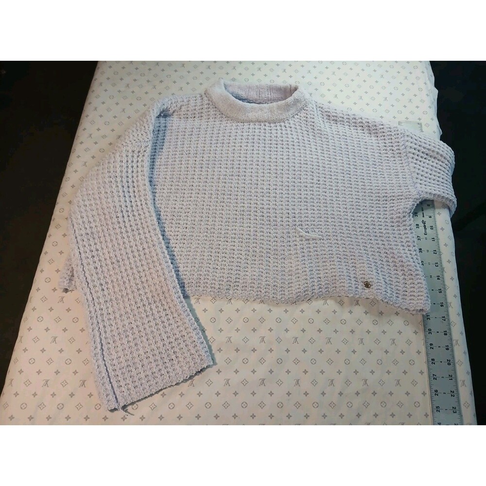 Justice Girls Purple Knit W Glitter Crop Sweater Long Sleeves Size XL 16/18